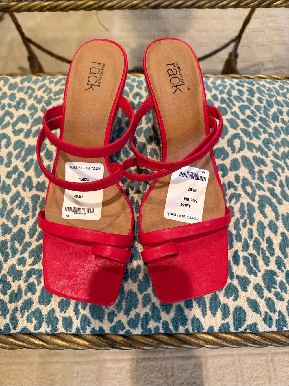 Nordstrom Red Strappy wedge sandals